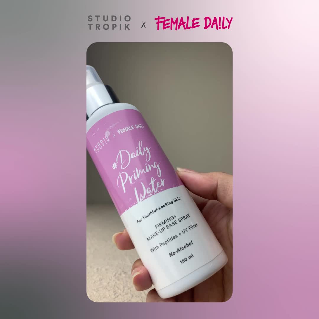 STUDIO TROPIK Daily Priming Water | Primer Face Mist Spray Rekomendasi MUA | Makeup Complexion | Semua jenis kulit | Dengan Peptide dan UV Filter | Finish Healthy skin
