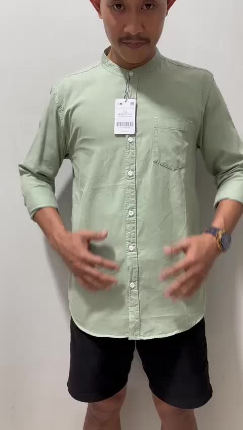 Kemeja Sanghai Pria Lengan Panjang Bahan Katun Tuwil Slimfit Baju Lembut Formal Hitam Casual Santai Kerah Pendek Motif Pantai - Hem, Kerja, Merah