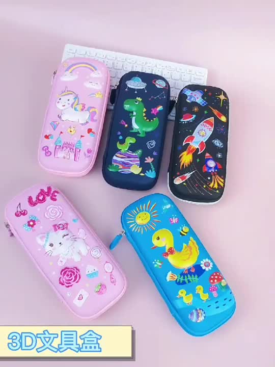 Kotak Pensil 3D Tempat Pensil 3D Gambar  Lucu Timbul anti air waterproof Unicorn elsa frozen Dino