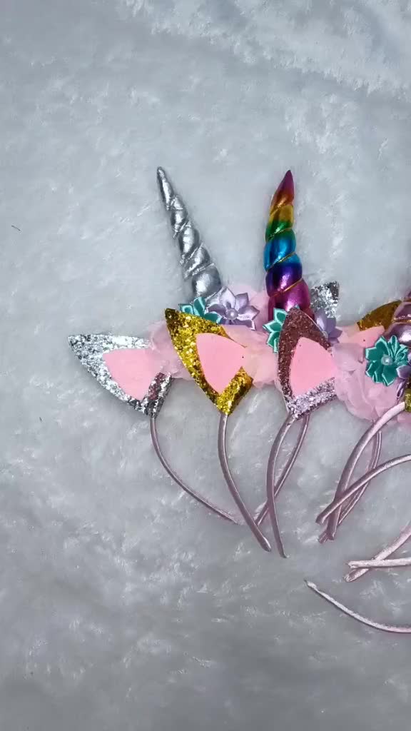 Bando unicorn  aksesoris anak 6 warna, merah muda, fuschia, biru, gold dan silver fashion
