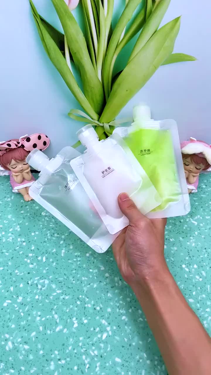 Pouch Botol Refill Transparan Shower Gel Shampoo Portable Botol Refill Tempat Sabun Cair