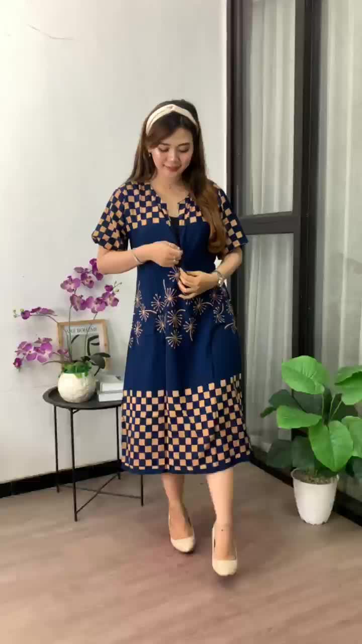 Daster Wanita Erina Busui Friendly Resleting Depan Rayon Bumil Tidur Fit Nyaman