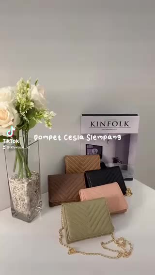 KIVIROSE_ID Dompet Kartu Wanita CESLA Selempang Dompet Terbaru 2024 Kulit