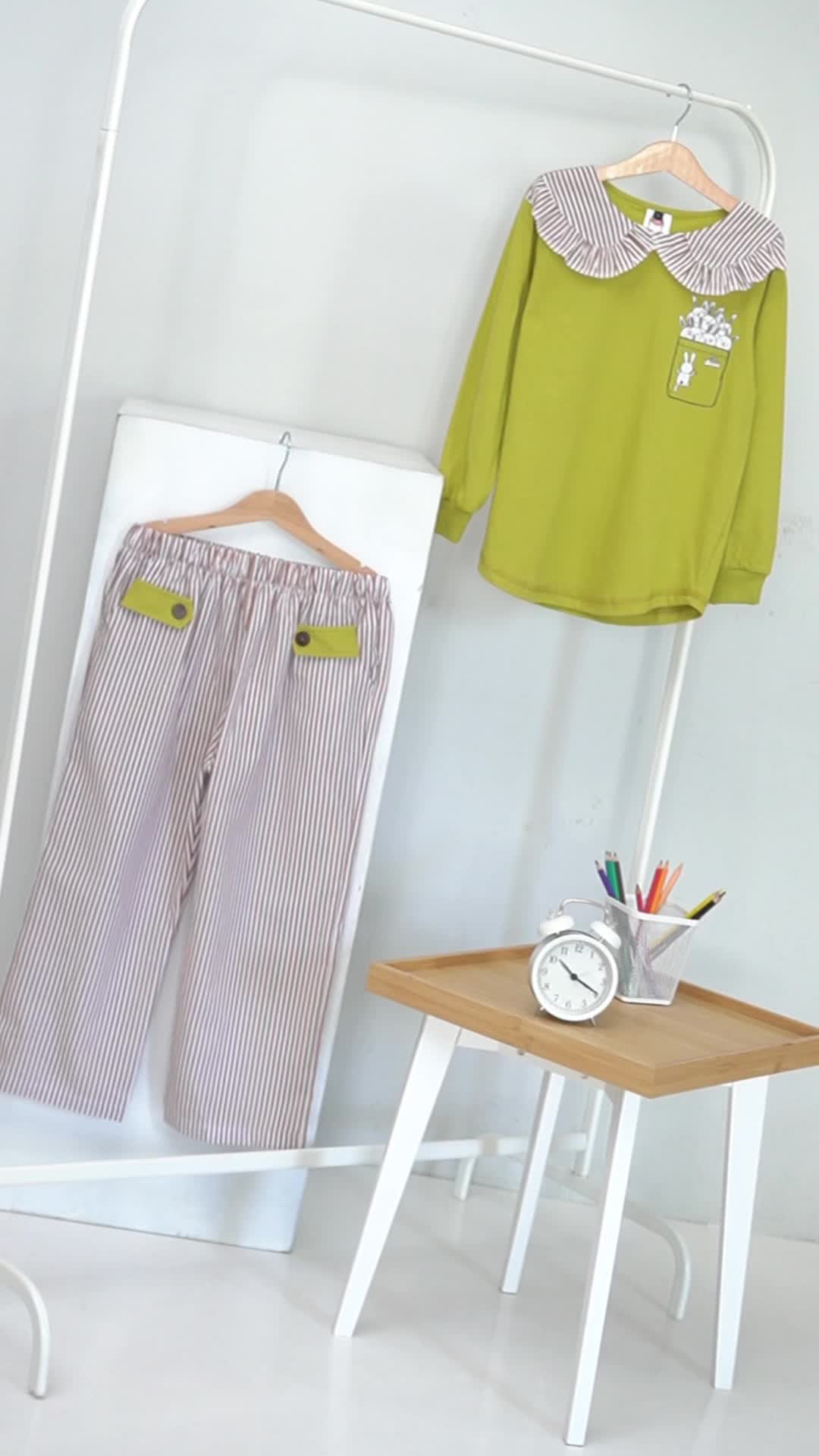 Setelan Anak Tanggung Perempuan Lucu Terbaru 5-14 Tahun Ikissyou Oneset Katun Baju Celana Panjang Fashion