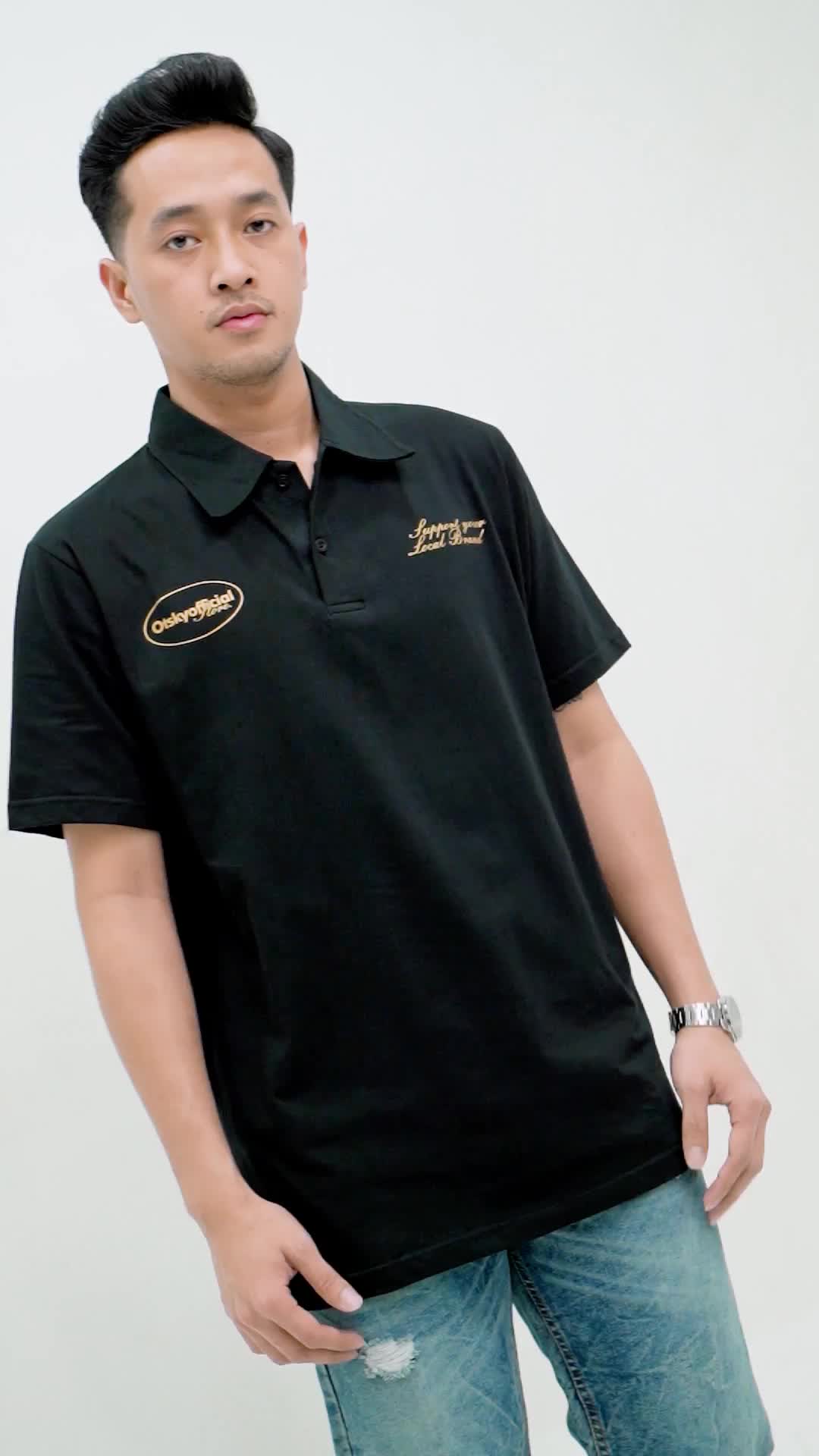 Otsky Polo Shirt Pria Oversize Collar Official Black X PK001