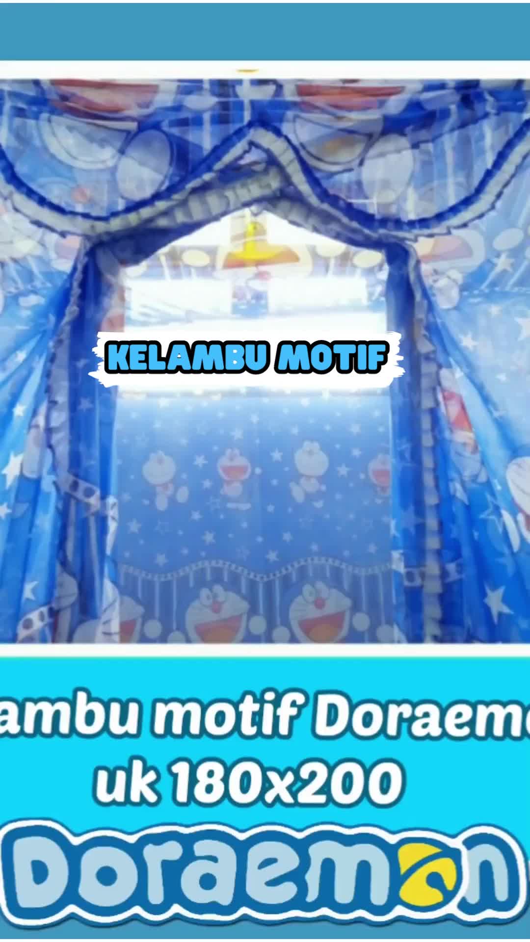 Kelambu Motif Karakter Doraemon [RUMBAI] Tebal Berpori Tali