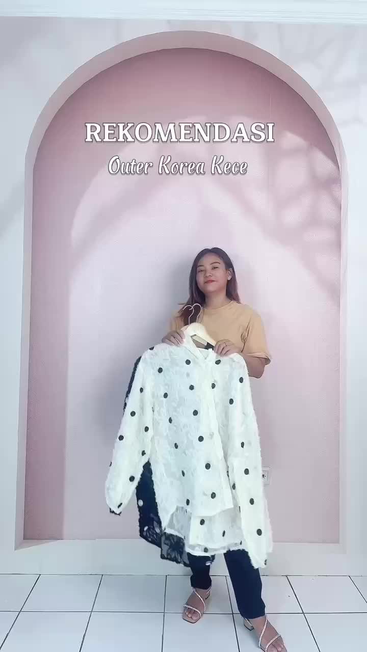 FANMU8021 Atasan Wanita Blus & Kemeja korean style Polka Dot Hollow Out Bordir Baju Panjang Linen Casual Top Oversize Motif Polkadot Motif Polkadot Motif Polkadot Basic Cewek