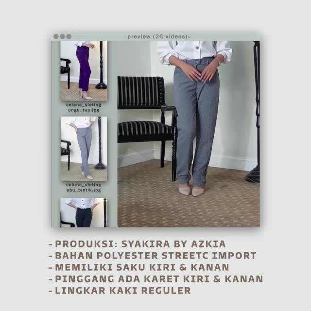 1 Celana Wanita Kancing Merek Syakira Bahan Import