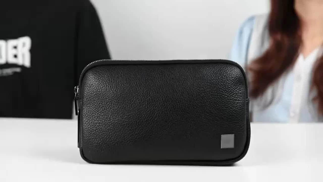 Wiwu Tas Tangan Alpha Handbag Fingerprint Lock Waterproof Travel Pouch Clutch Bag Pria Hitam Cowok