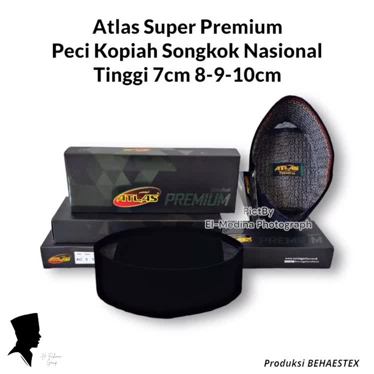 Peci Kopiah Hitam ATLAS PREMIUM AC Tinggi 7 8 9 10 cm Songkok Nasional Atlas Bludru peci  atlas