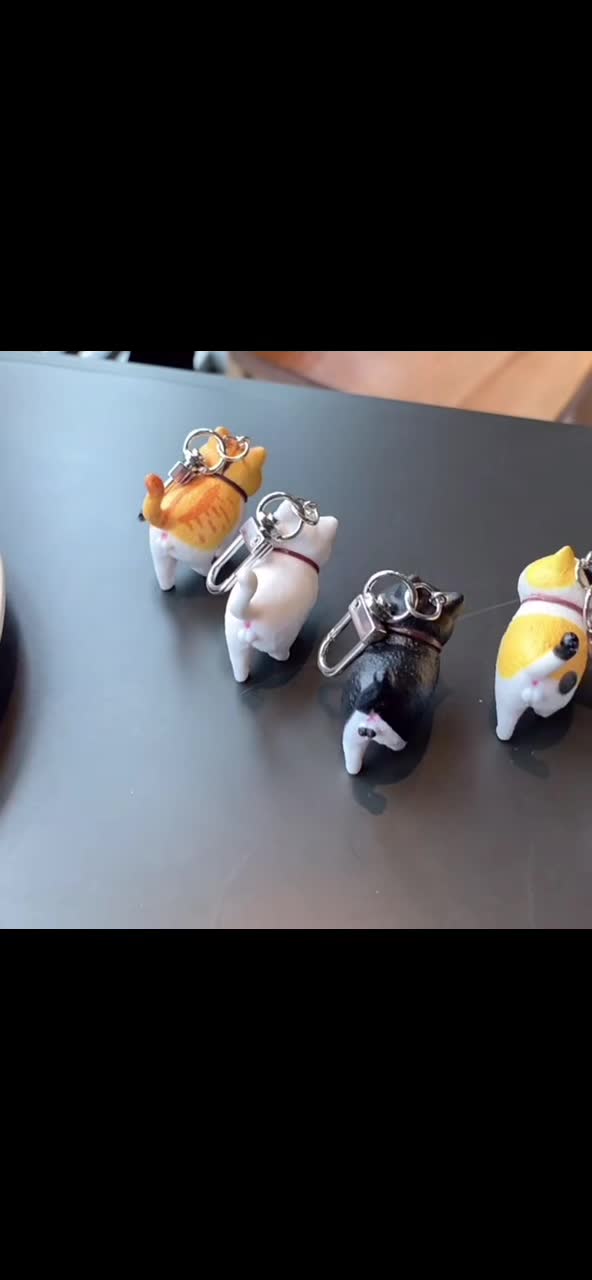 Gantungan Kunci Kucing Pawpaw - Gantungan Kunci Kucing Lucu yang Kreatif, Aksesoris Gantungan Tas Berbentuk Kucing Miniatur PP-FCF6060 Hiasan Fabric Plastic