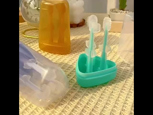 3 in 1 Sikat lidah gigi bayi new born Pembersih lidah Silikon Baby oral cleaner Blue Green sikat  gigi