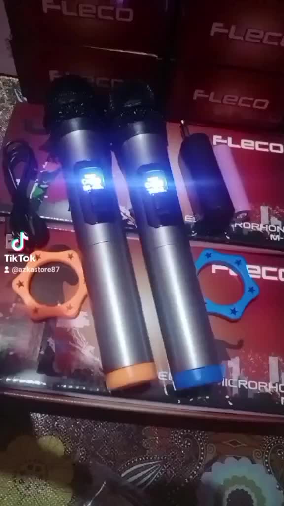microphon FLECO M-13 mic wireless 2pcs mic karaoke suara bass jernih Microphone Mikrofon