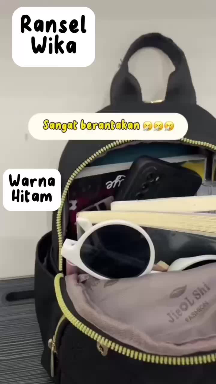 RANSEL WIKA 7706-33# Tas Ransel Wanita - Backpack Sekolah Multifungsi Sedang Bahan Kanvas Model Stylish Free Tali Selempang Muat Botol Minum Max 600ML Powerbank Buku HP Dilengkapin Furing Halus Cocok Untuk Remaja Dan Dewasa Bisa Untuk Nongkrong