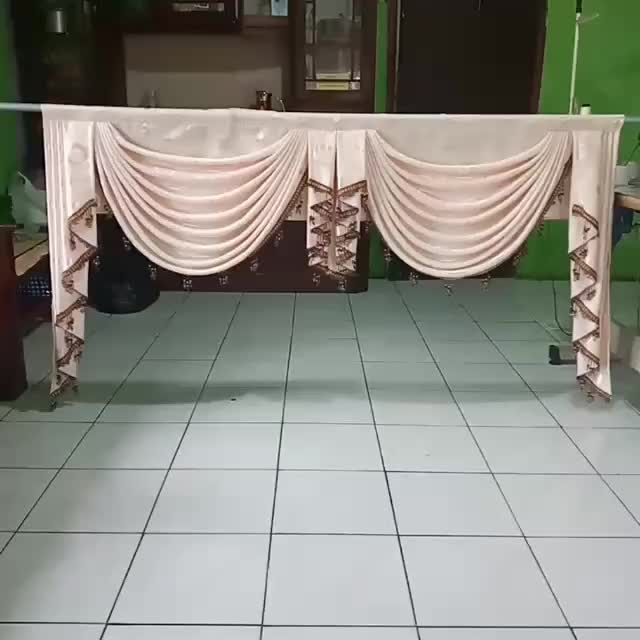 Gorden Poni Rumbai Gelombang Mewah  Curtain Jendela Minimalis plus Tali bahan senada