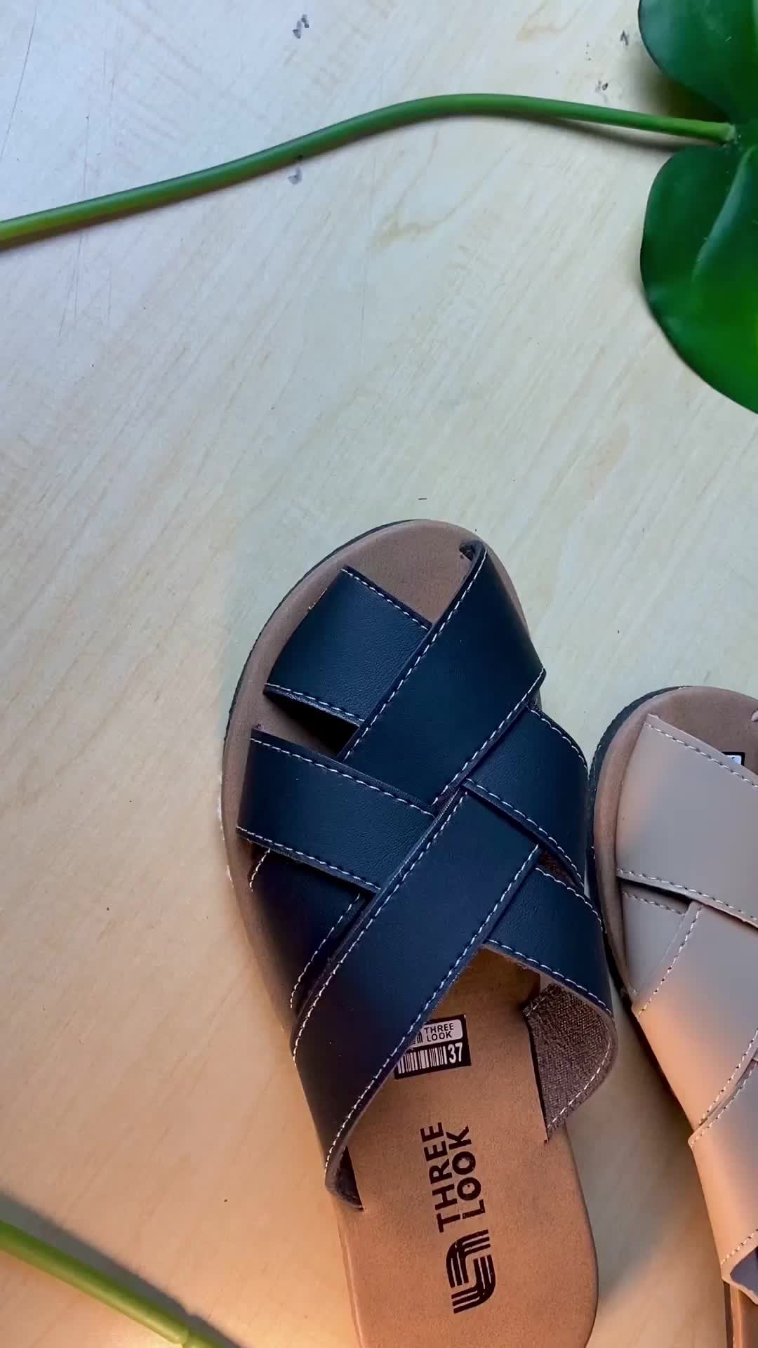 THREELOOK Official - Sandal Kulit Wanita Dewasa Slip On Flat - Aisyah