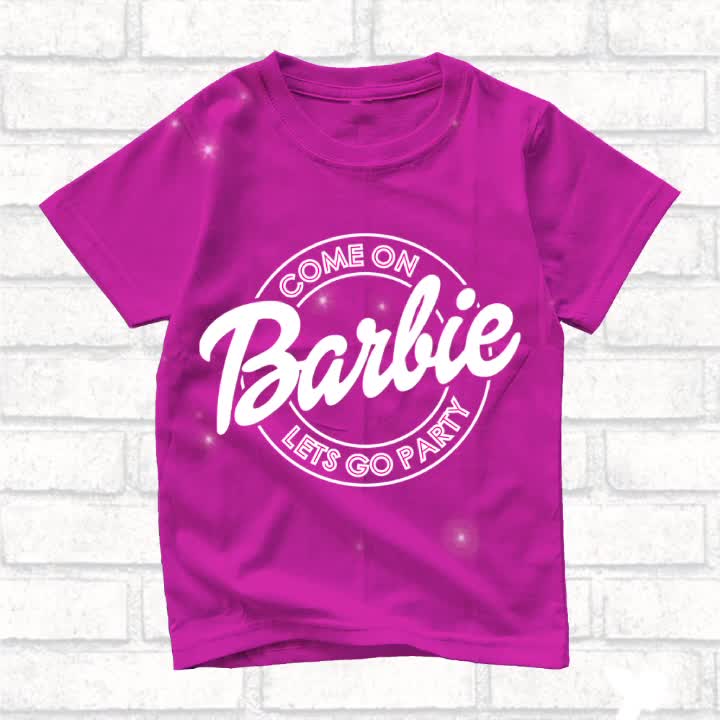 KAOS ANAK MOTIF BARBIE LENGAN PANJANG Cantik KATUN TEBAL  Fashion