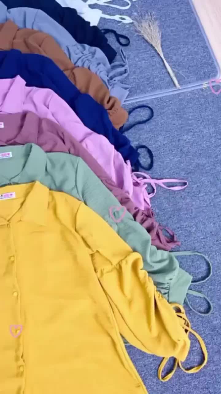 LUNAMAYA BLOUSE ATASAN WANITA CRINCLE / ATASAN KEMEJA WANITA LENGAN SERUT AKTIF airflow baju Balon Crinkle Panjang