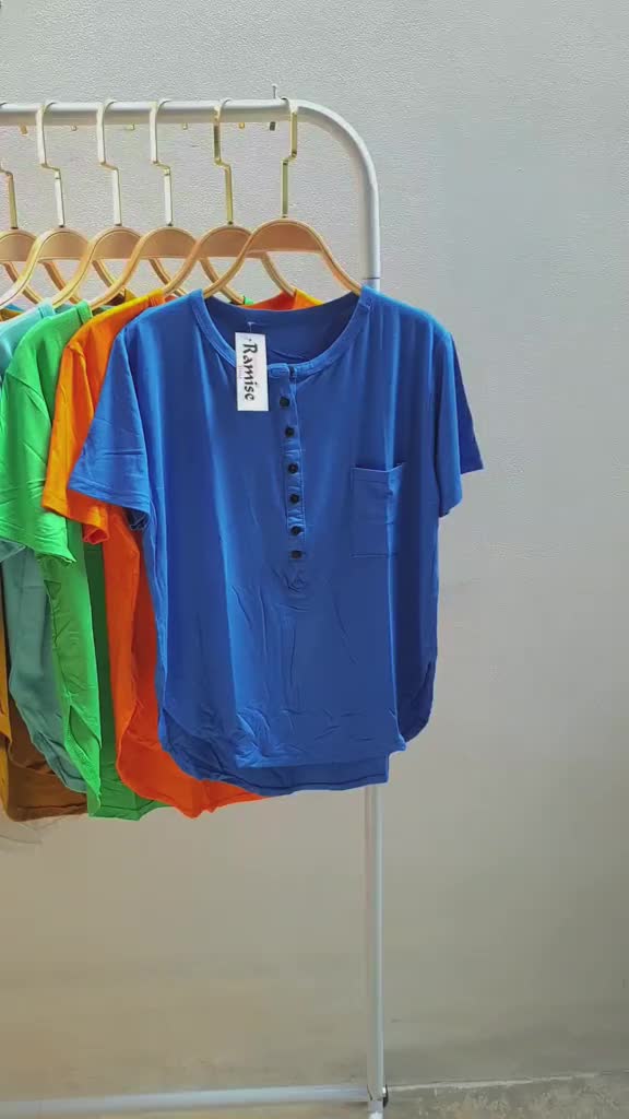 Atasan pendek oval kancing kantong polos wanita/kaos perempuan/baju cewek/kekinian /terbaru/shabhira16