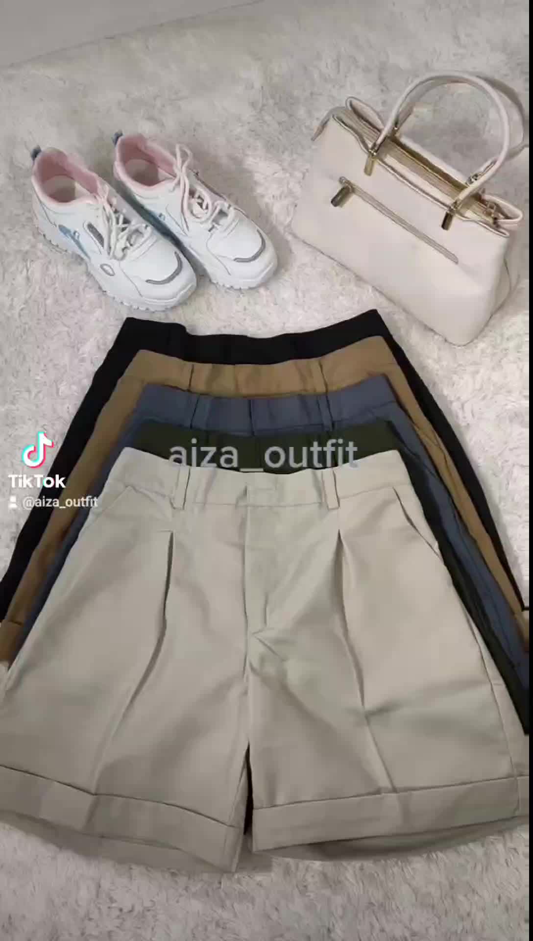 HotPants Celana Pendek Wanita Korea Sytle Hitam krem mocca abu army Kancing Ritsleting Beige