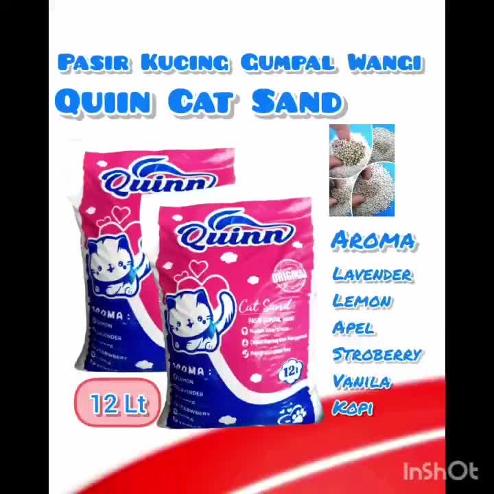 Promo 12 Liter QUINN Cat Sand Pasir Kucing Gumpal Wangi Anti Bakteri Bentonite Cat Litter