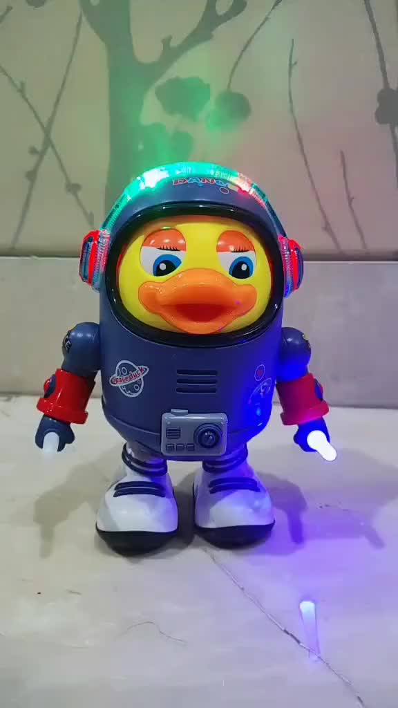 Robot Mainan Anak Bebek Astronot Joget Space Duck Ada Lampu + Musik Mainan Viral Control Remote Toys