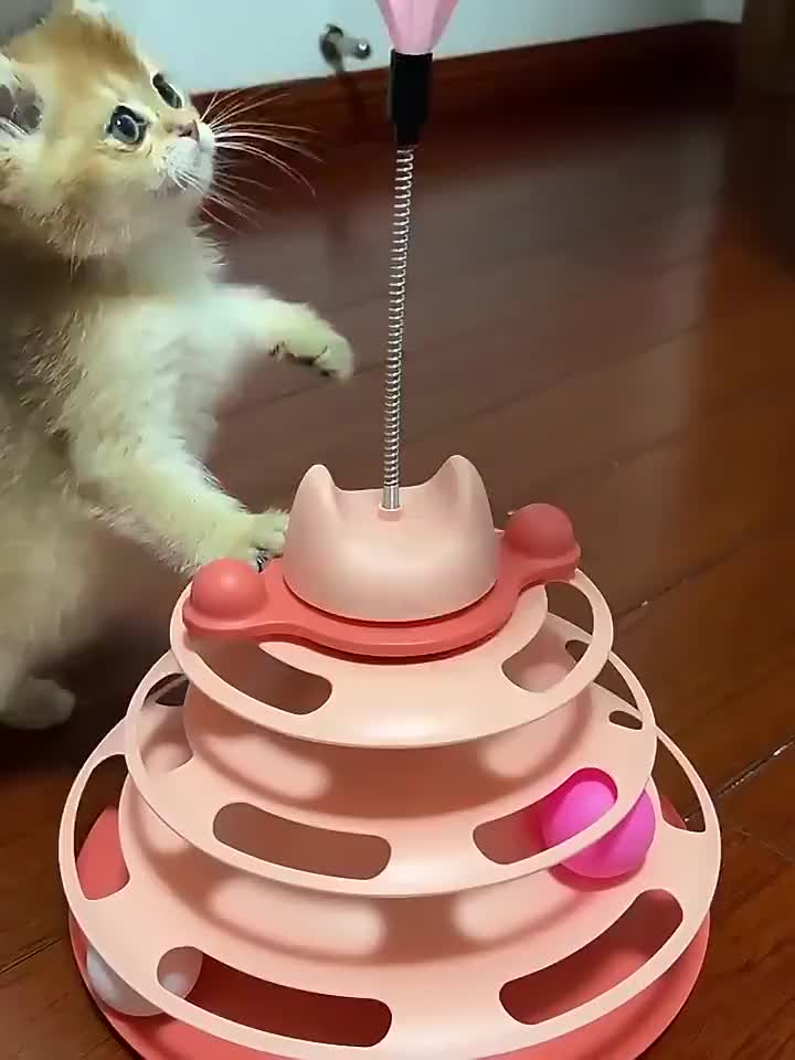 AimayaPet Mainan Kucing Interaktif Play Toy 3 Tower Extra Delux Mainan Bola Berputar Circular Catnip Kucing