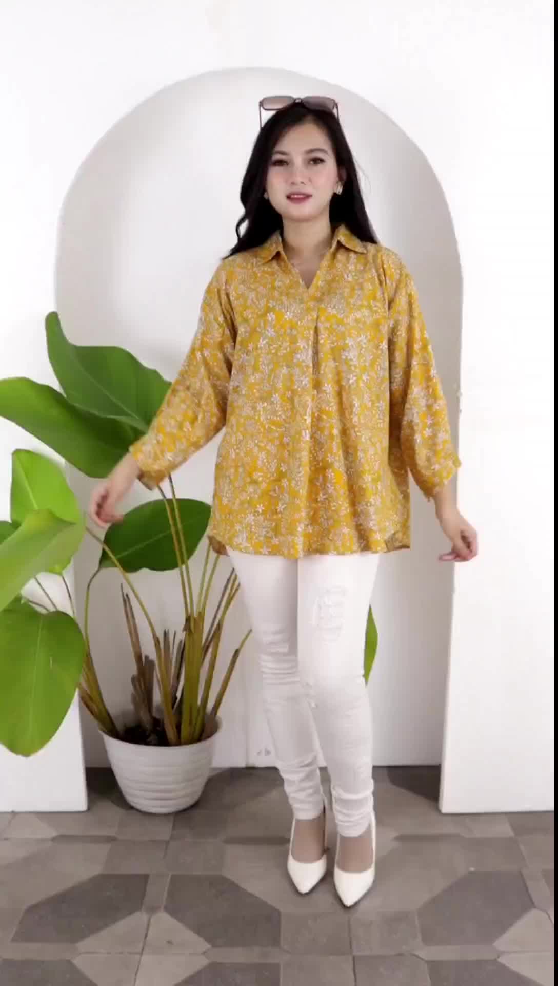 Atasan Wanita V-Neck JUMBO Rayon SAKURA LD 120 130 CM Super BIG Size 4XL 5XL 4254