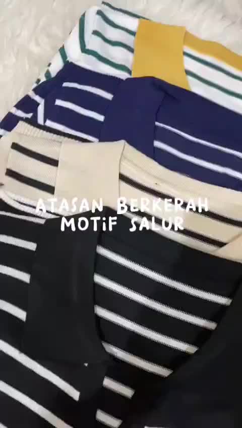 Top MIRAE Atasan Wanita Kekinian 2024 Baju Aesthetic Lucu Kece Lengan Panjang V-Neck Knitwear Wanita Stripe atasan baju Cantik Crop Motif Oversize Sweater  Tangan Garis Merah Salur Cardigan