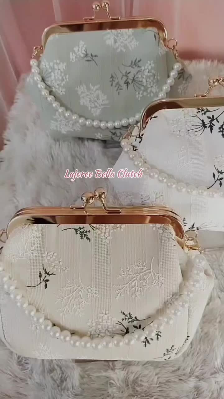 LAJOREE Bella Clutch Tas Selempang Wanita Mutiara Cantik Clutchbag Pesta Kondangan Mini Import Slingbag Cewek Cewe Korea Cantik Lucu