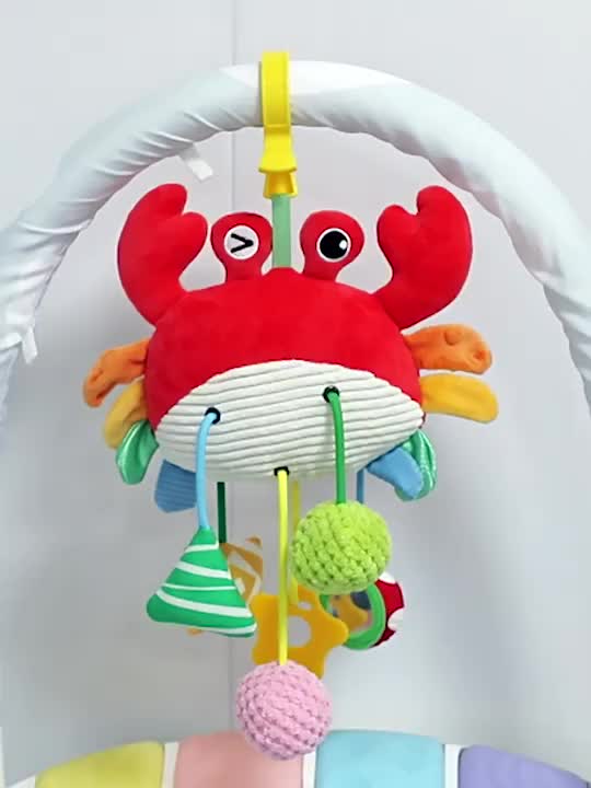Mainan Gantung Stroller Mainan Boneka Gantungan Stroller Bouncer Bayi Mainan Boneka Gantungan Stroller Bayi Crab Rattle Teether Pull Rope Musik Toy Soft Doll