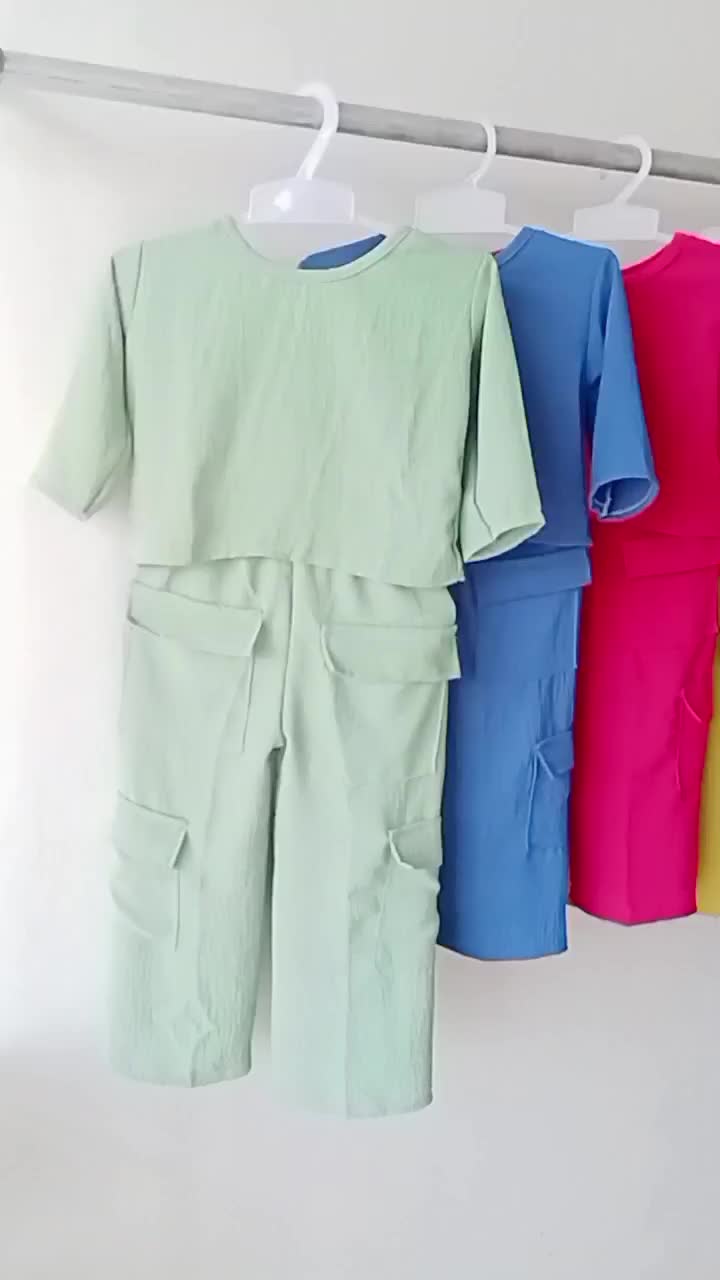 setelan crop cargo anak perempuan / one set gempi cargo anak