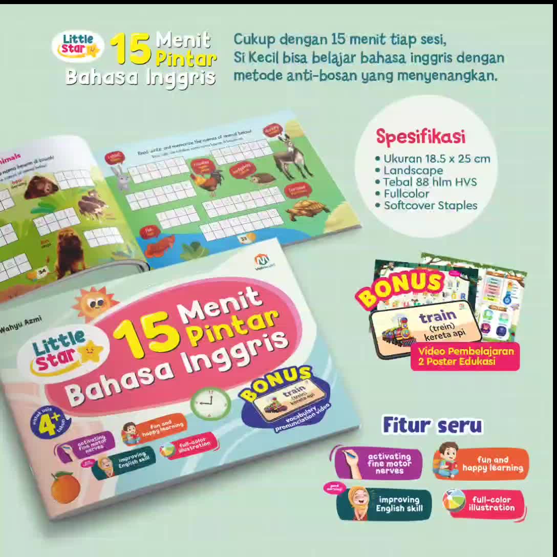 Buku Anak Ziyadbooks Little Star 15 Menit Pintar Bahasa Inggris Untuk Usia 4+ Edukasi