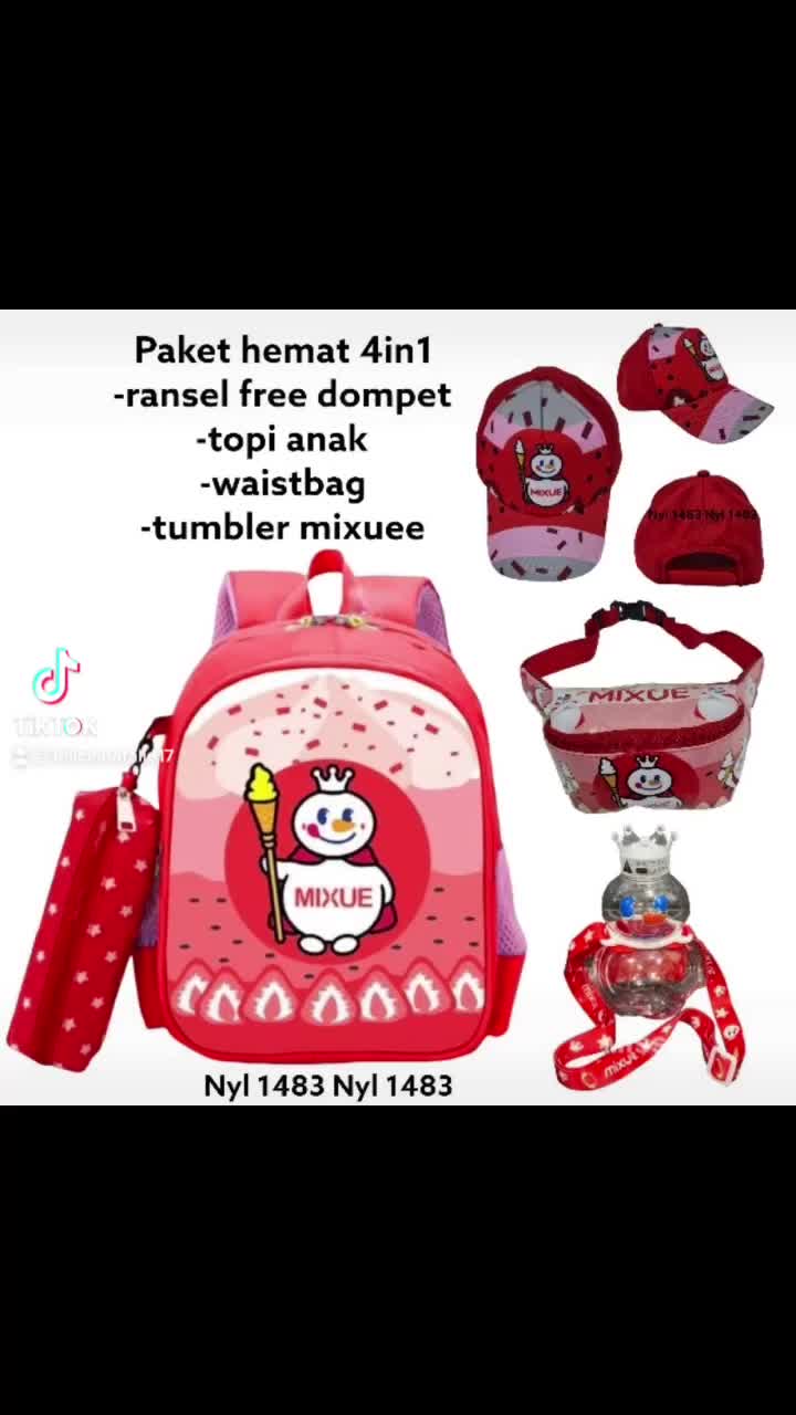 PAKET HEMAT TAS ANAK MIXUE LENGKAP 5IN 1 free tumbler mixuee