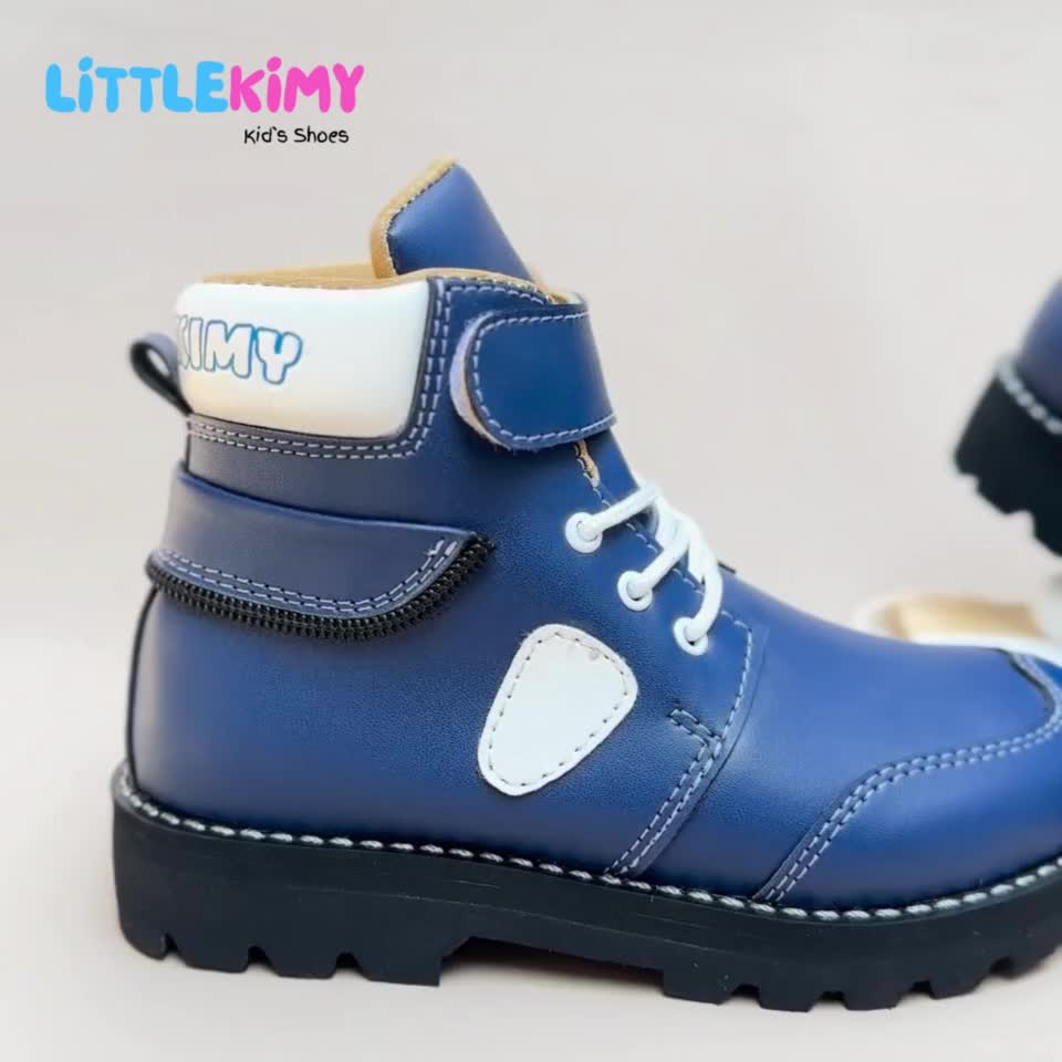 LITTLEKIMY - Sepatu Boot Anak Laki Laki Perempuan Sepatu Boots Docmart Sneaker Navy Kids upper kanvas ✔ navy & white puppy sneakers
