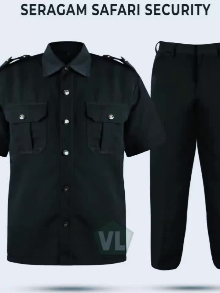 1 Stel Stelan Seragam satpam safari hitam panjang pendek Security driver supir bahan twist cod Setelan Baju Celana Wearpack