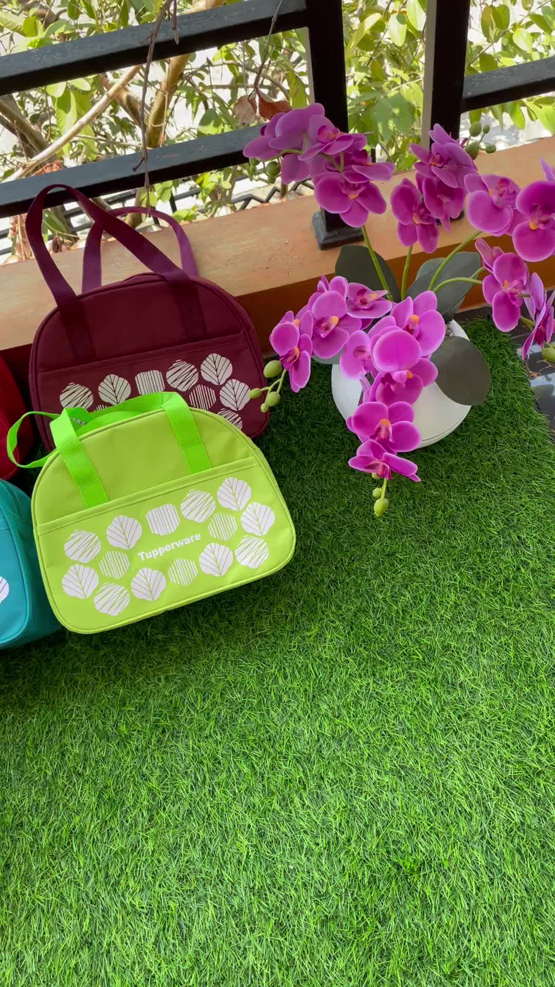 Tas bekal Delight Daun  (zipper bunga es)// Tas bekal makanan