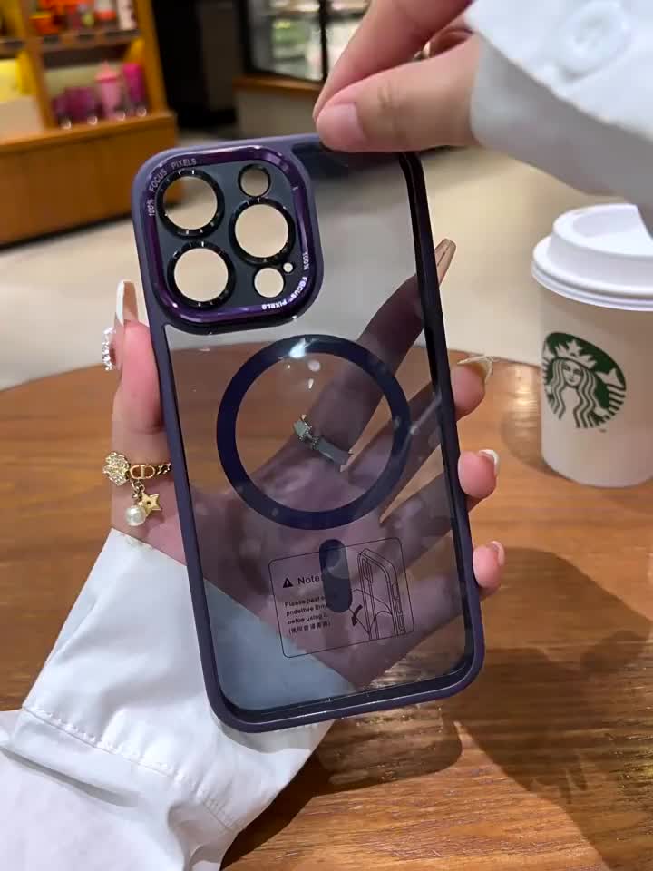Casing Lensa Logam IPhone 15 Pro Max Casing IPhone 12 13 14 Pro Max Transparan Casing Magnetik Silikon Lembut Penutup Tahan Guncangan Aksesoris Ponsel Case