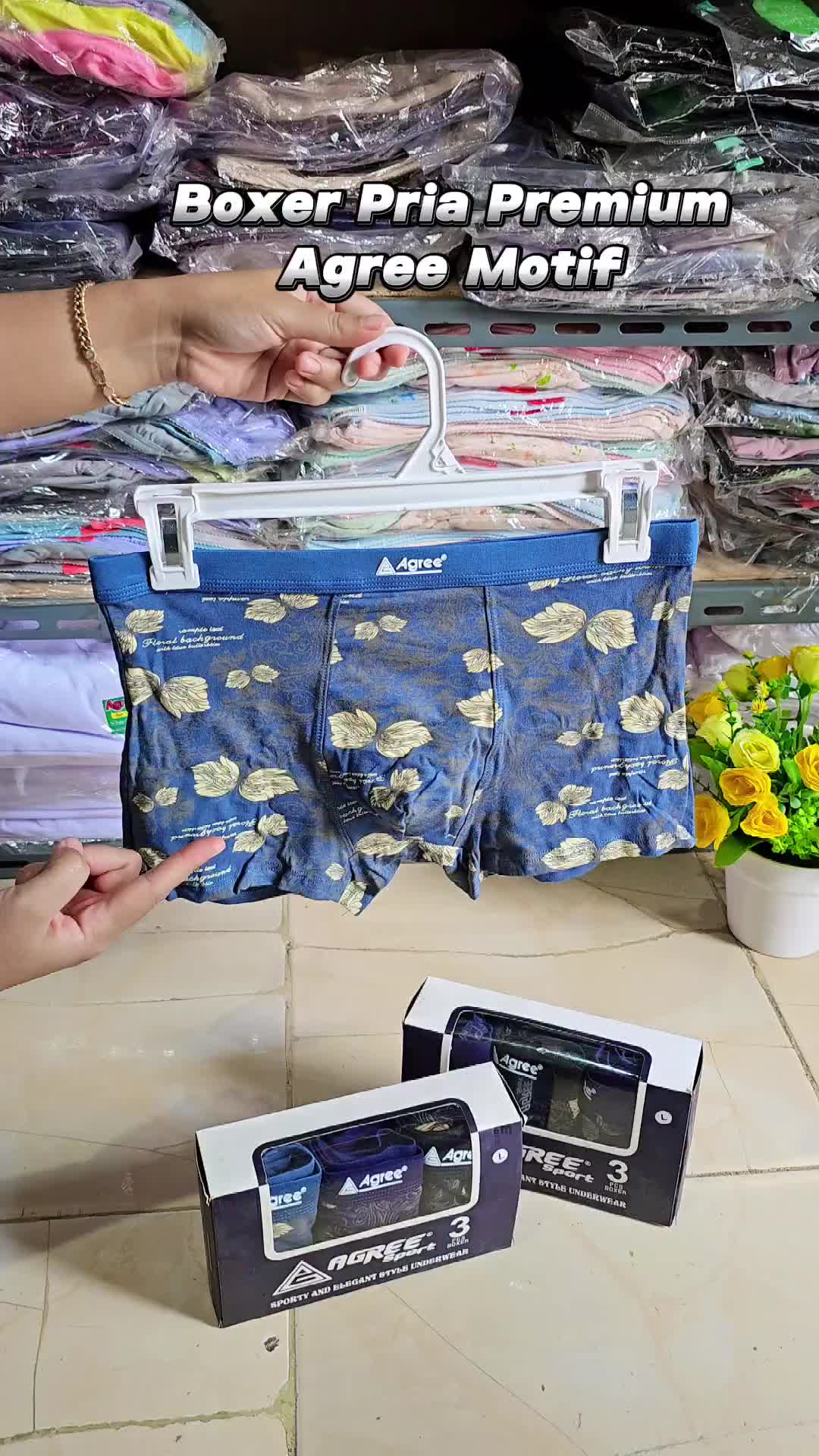 Cd Boxer Agree DD 1233 Motif | Celana Dalam Pria Bokser Segiempat Bahan Katun Isi 3 Pcs