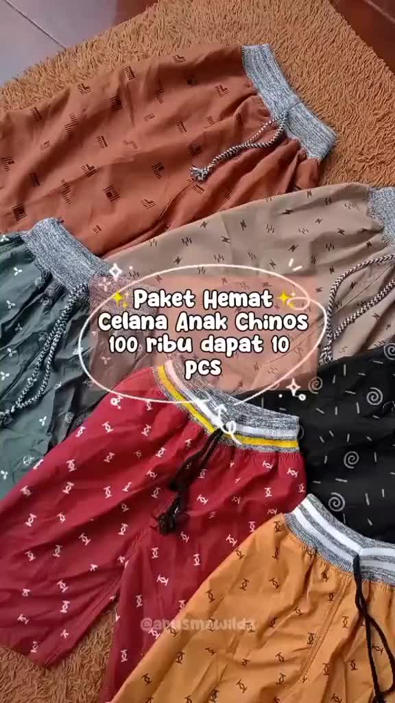 PAKET 100 Ribu Dapat 10 Celana Pendek Anak Chinos Polos Motif Usia 3-12 Tahun