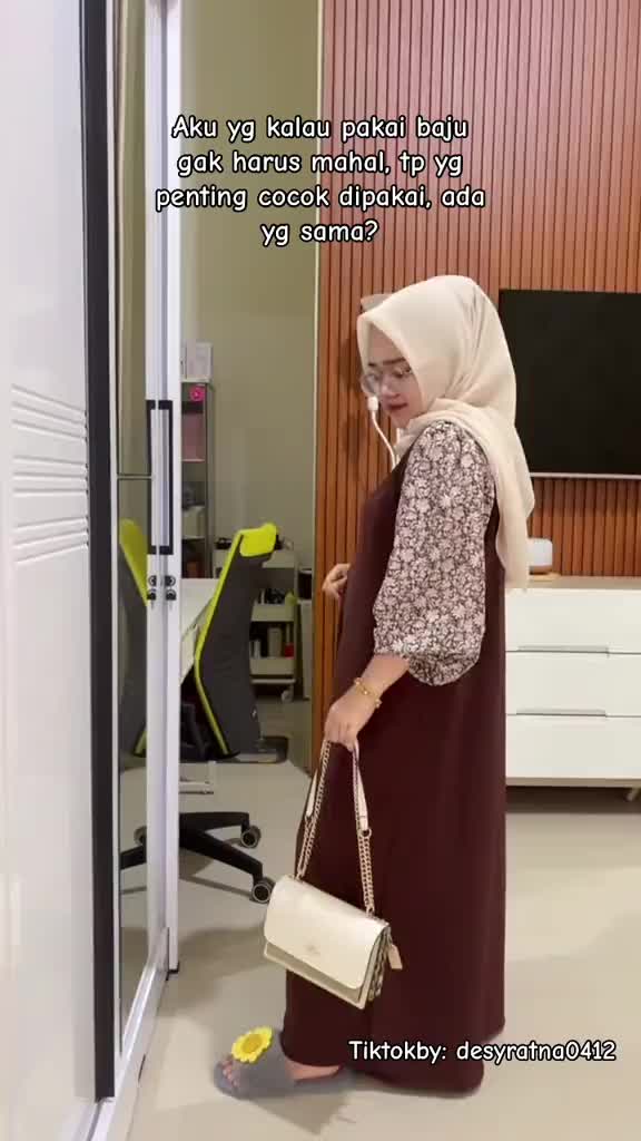 Amora  Gamis Wanita  Airflow Kombinasi Lengan Balon Polos Bunga Muslim Dewasa  Kondangan