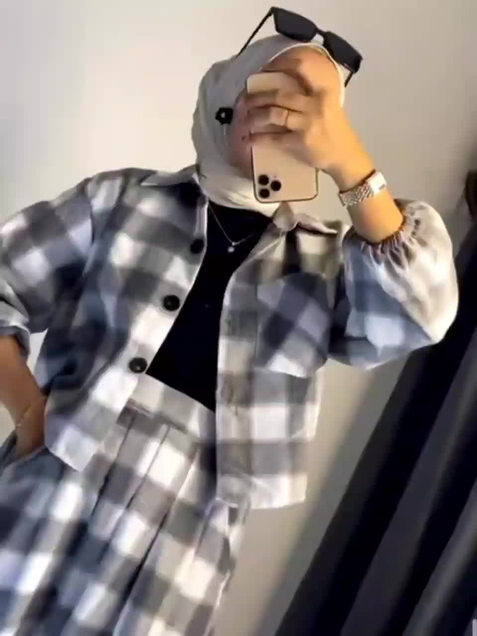 setelan flanel kotak kotak one set/setelan baju flanel perempuan Wanita