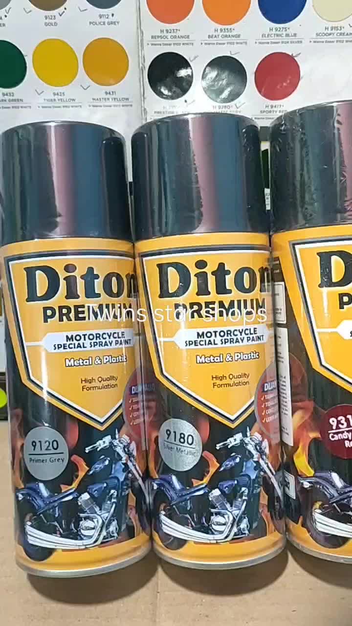 Diton Premium Paket Lengkap 4 Kaleng 400cc Candy Tone Red 9311 Merah Candi Primer Grey 9120 Silver Metalic 9180 Clear Glossy 9128 Pilox Pilok Cat Semprot Spray Paint