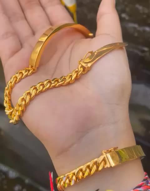 Gelang Rantai Pipih Silver Gold Plated