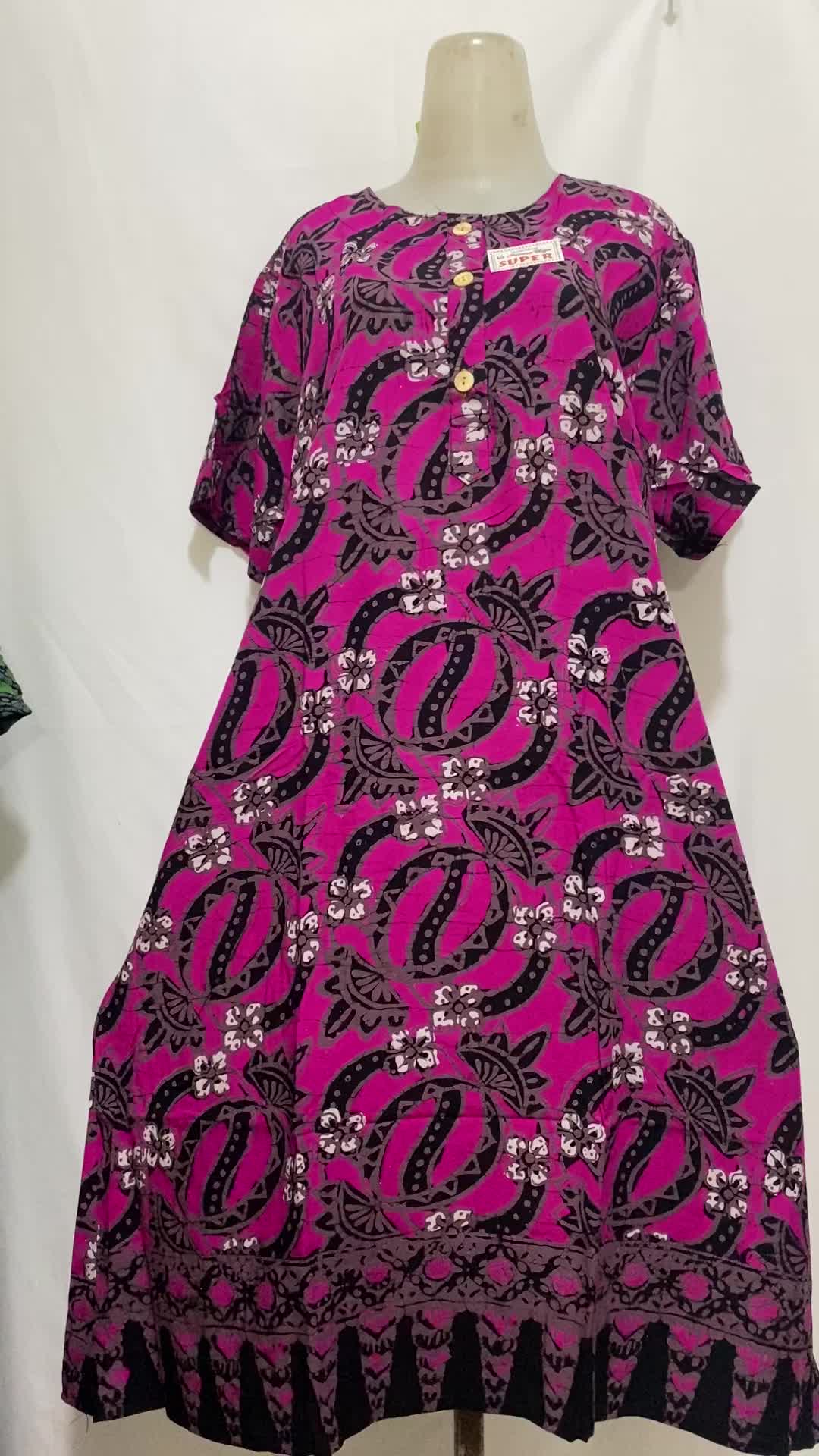 Daster Kencana Ungu WR LD 105 Label Hitam Batik Cetak Busui Kancing Bumil Dress Ibu Menyusui Kain Twill Motif
