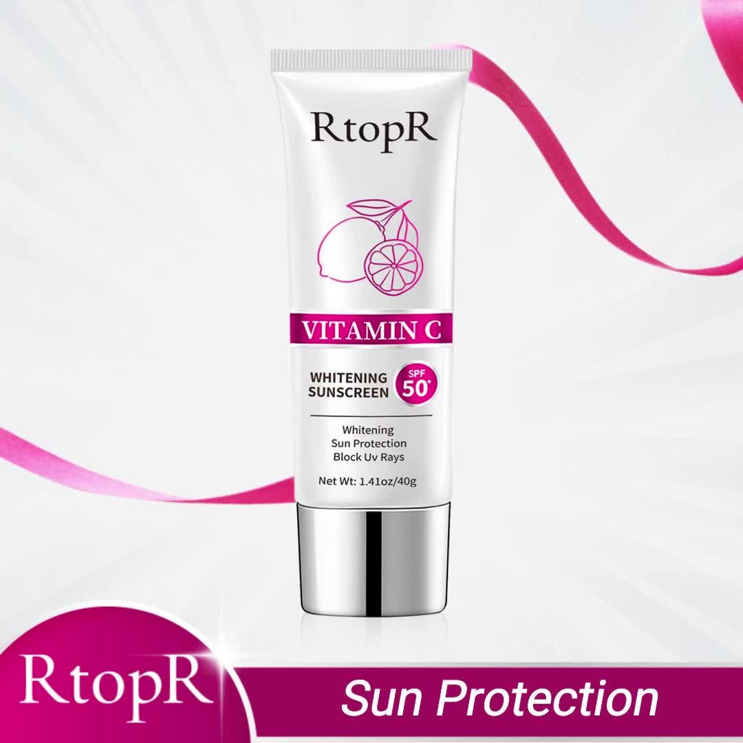 RtopR【BPOM】Vitamin C Sunscreen Wajah Glowing Krim Tabir Surya Pemutih --Uv Wajah/Body Sunscreen Pelindung Dari Sinar Matahari + UV SPF 50+++