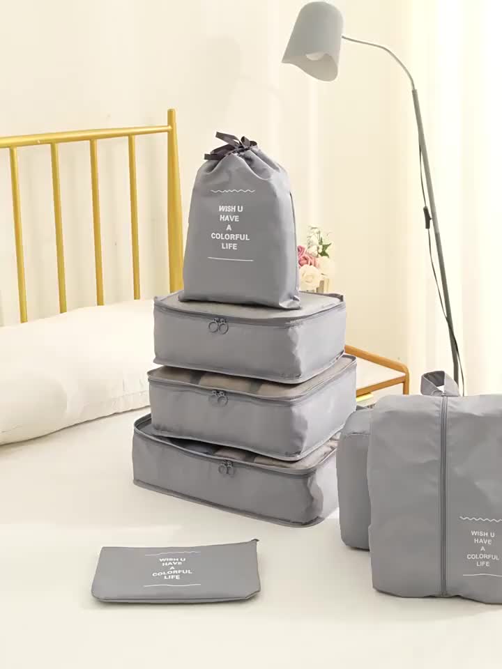 8 IN 1 Travelling Bag / 8 IN 1 Organizer Bag / Tas Organizer Travelling 8 Bag in 1 / 8pcs / Set Travel Storage Bag Cuci Kering Blue