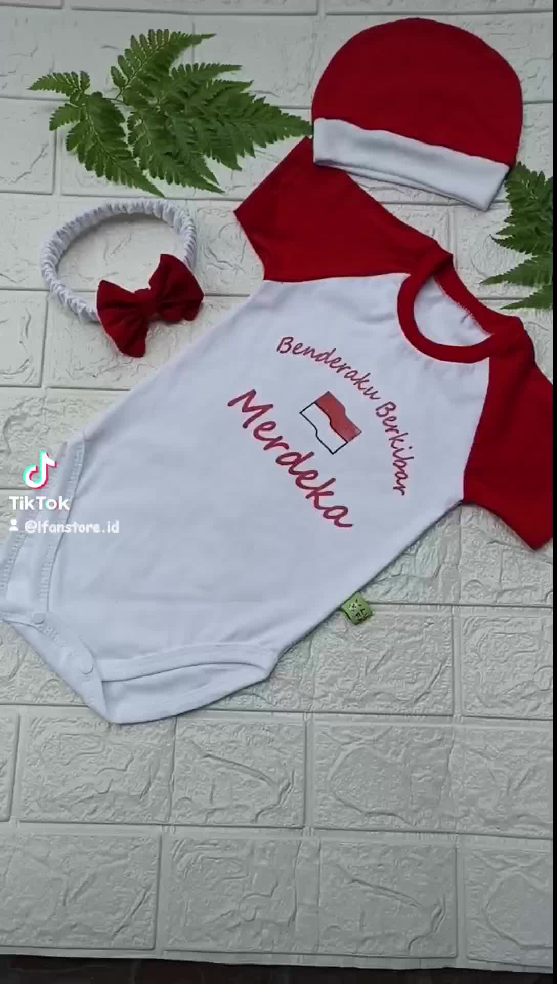 Baju Bayi Jumper Kemerdekaan RI Baju Raglan kemerdekaan Bayi Cowok Cewek Bahan Katun Nyaman Lembut Adem di bawah Kancing snap plastik, Lengan pendek