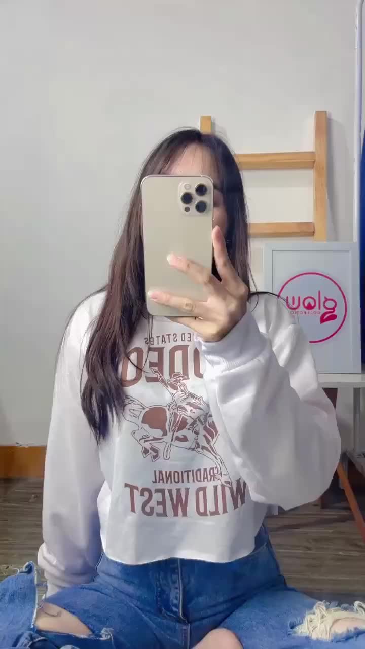LD 110 P 43 SWEATER CROP ROD WILD WEST FLEECE BAJU CEWEK