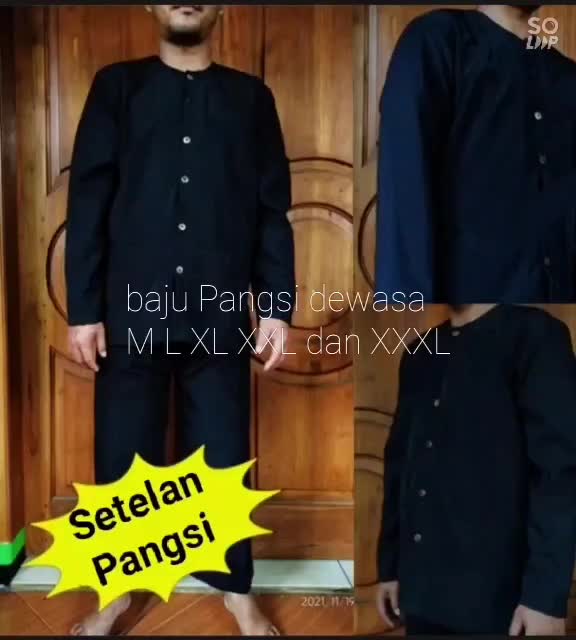 setelan baju pangsi Sunda Dewasa M L XL XXL dan XXXL Hitam Putih